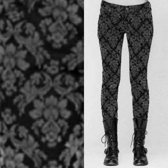 Free People Damask Brocade Jacquard Goth Skinny Jeans - Picture 10 of 10